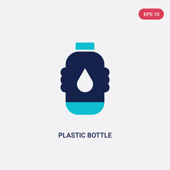 two color plastic bottle vector icon from ecology concept. isolated blue plastic bottle vector sign symbol can be use for web, mobile and logo. eps 10