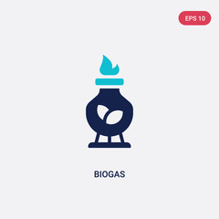 two color biogas vector icon from ecology concept. isolated blue biogas vector sign symbol can be use for web, mobile and logo. eps 10