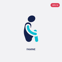 two color famine vector icon from ecology and environment concept. isolated blue famine vector sign symbol can be use for web, mobile and logo. eps 10