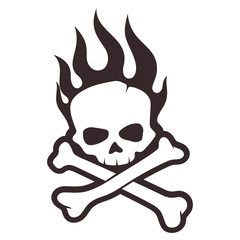 Skull and crossbones with flames