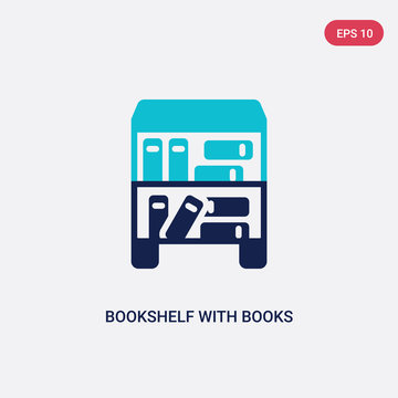 two color bookshelf with books vector icon from education concept. isolated blue bookshelf with books vector sign symbol can be use for web, mobile and logo. eps 10