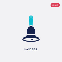 two color hand bell vector icon from education concept. isolated blue hand bell vector sign symbol can be use for web, mobile and logo. eps 10