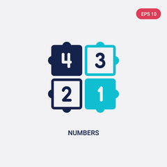 two color numbers vector icon from education concept. isolated blue numbers vector sign symbol can be use for web, mobile and logo. eps 10