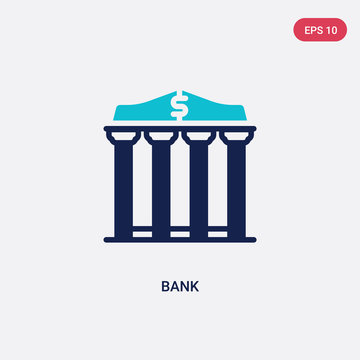 two color bank vector icon from education concept. isolated blue bank vector sign symbol can be use for web, mobile and logo. eps 10