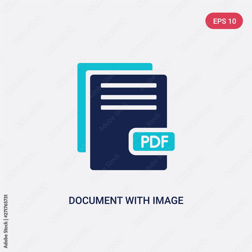 Poster two color document with image and content vector icon from education concept. isolated blue document