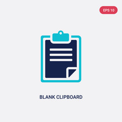 two color blank clipboard vector icon from education concept. isolated blue blank clipboard vector sign symbol can be use for web, mobile and logo. eps 10
