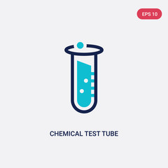two color chemical test tube vector icon from education concept. isolated blue chemical test tube vector sign symbol can be use for web, mobile and logo. eps 10