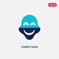 two color comedy mask vector icon from education concept. isolated blue comedy mask vector sign symbol can be use for web, mobile and logo. eps 10