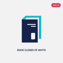 two color book closed of white cover vector icon from education concept. isolated blue book closed of white cover vector sign symbol can be use for web, mobile and logo. eps 10