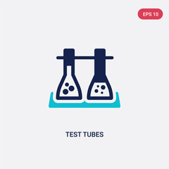two color test tubes vector icon from education 2 concept. isolated blue test tubes vector sign symbol can be use for web, mobile and logo. eps 10
