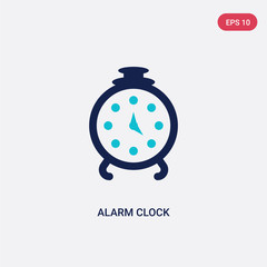 two color alarm clock vector icon from education 2 concept. isolated blue alarm clock vector sign symbol can be use for web, mobile and logo. eps 10