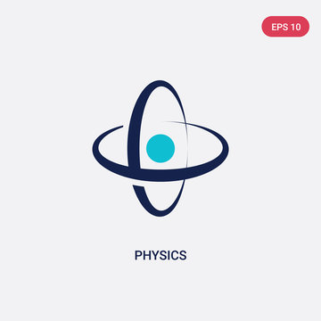two color physics vector icon from education 2 concept. isolated blue physics vector sign symbol can be use for web, mobile and logo. eps 10