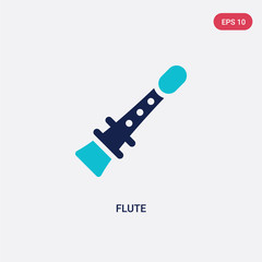 two color flute vector icon from education 2 concept. isolated blue flute vector sign symbol can be use for web, mobile and logo. eps 10