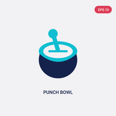 two color punch bowl vector icon from graduation and education concept. isolated blue punch bowl vector sign symbol can be use for web, mobile and logo. eps 10
