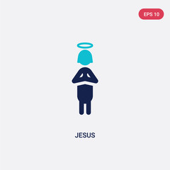 two color jesus vector icon from literature concept. isolated blue jesus vector sign symbol can be use for web, mobile and logo. eps 10