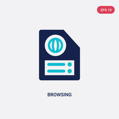 two color browsing vector icon from literature concept. isolated blue browsing vector sign symbol can be use for web, mobile and logo. eps 10