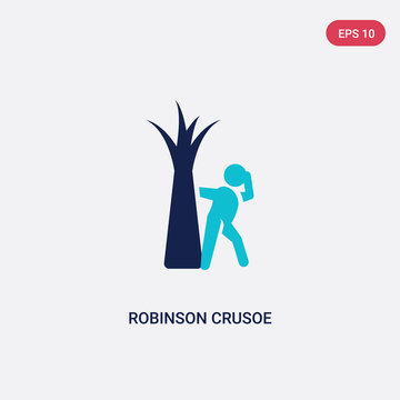 two color robinson crusoe vector icon from literature concept. isolated blue robinson crusoe vector sign symbol can be use for web, mobile and logo. eps 10
