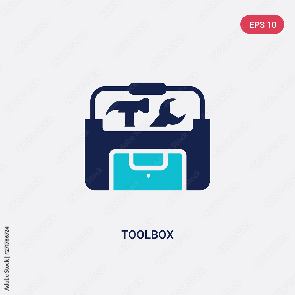 Wall mural two color toolbox vector icon from electrian connections concept. isolated blue toolbox vector sign 