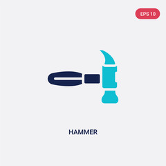 two color hammer vector icon from electrian connections concept. isolated blue hammer vector sign symbol can be use for web, mobile and logo. eps 10