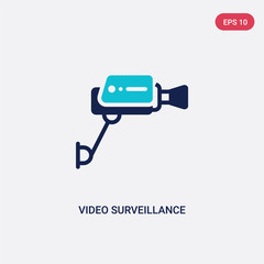 two color video surveillance vector icon from electronic devices concept. isolated blue video surveillance vector sign symbol can be use for web, mobile and logo. eps 10