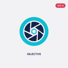 two color objective vector icon from electronic stuff fill concept. isolated blue objective vector sign symbol can be use for web, mobile and logo. eps 10