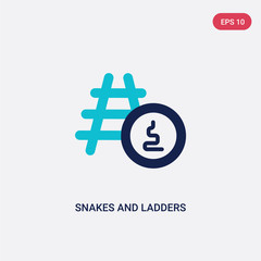 two color snakes and ladders vector icon from entertainment concept. isolated blue snakes and ladders vector sign symbol can be use for web, mobile and logo. eps 10