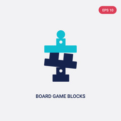 two color board game blocks vector icon from entertainment concept. isolated blue board game blocks vector sign symbol can be use for web, mobile and logo. eps 10