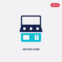 two color arcade game vector icon from entertainment and arcade concept. isolated blue arcade game vector sign symbol can be use for web, mobile and logo. eps 10