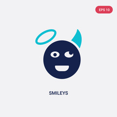 two color smileys vector icon from ethics concept. isolated blue smileys vector sign symbol can be use for web, mobile and logo. eps 10