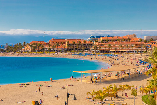 Playa las Vistas Beach, Los Cristianos, Tenerife, Canary Islands, Spain, Atlantic Ocean
