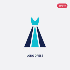 two color long dress vector icon from fashion concept. isolated blue long dress vector sign symbol can be use for web, mobile and logo. eps 10