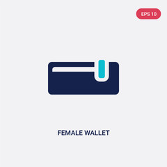 Fototapeta premium two color female wallet vector icon from fashion concept. isolated blue female wallet vector sign symbol can be use for web, mobile and logo. eps 10