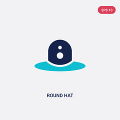 two color round hat vector icon from fashion concept. isolated blue round hat vector sign symbol can be use for web, mobile and logo. eps 10