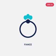 two color fiance vector icon from fashion concept. isolated blue fiance vector sign symbol can be use for web, mobile and logo. eps 10
