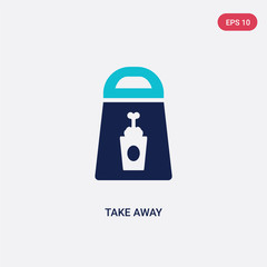 two color take away vector icon from fast food concept. isolated blue take away vector sign symbol can be use for web, mobile and logo. eps 10