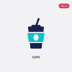 two color cups vector icon from fast food concept. isolated blue cups vector sign symbol can be use for web, mobile and logo. eps 10