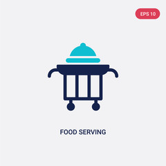two color food serving vector icon from fast food concept. isolated blue food serving vector sign symbol can be use for web, mobile and logo. eps 10