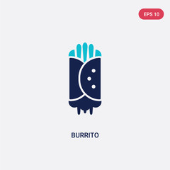 two color burrito vector icon from fast food concept. isolated blue burrito vector sign symbol can be use for web, mobile and logo. eps 10