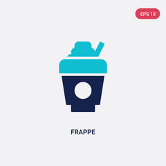 two color frappe vector icon from fast food concept. isolated blue frappe vector sign symbol can be use for web, mobile and logo. eps 10