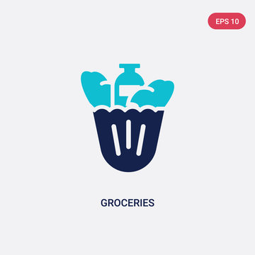 two color groceries vector icon from fast food concept. isolated blue groceries vector sign symbol can be use for web, mobile and logo. eps 10