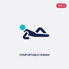 two color comfortable human vector icon from feelings concept. isolated blue comfortable human vector sign symbol can be use for web, mobile and logo. eps 10