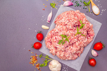 Raw minced pork.