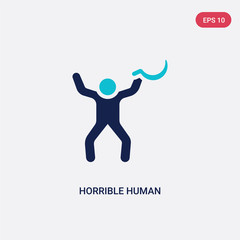 two color horrible human vector icon from feelings concept. isolated blue horrible human vector sign symbol can be use for web, mobile and logo. eps 10