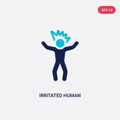 two color irritated human vector icon from feelings concept. isolated blue irritated human vector sign symbol can be use for web, mobile and logo. eps 10