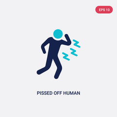 two color pissed off human vector icon from feelings concept. isolated blue pissed off human vector sign symbol can be use for web, mobile and logo. eps 10
