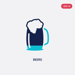 two color beers vector icon from food concept. isolated blue beers vector sign symbol can be use for web, mobile and logo. eps 10