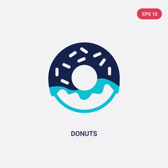 two color donuts vector icon from food concept. isolated blue donuts vector sign symbol can be use for web, mobile and logo. eps 10