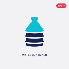 two color water container vector icon from food concept. isolated blue water container vector sign symbol can be use for web, mobile and logo. eps 10