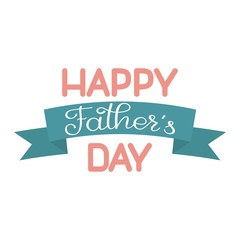 Fototapeta na wymiar Simple Happy Father's Day card template with ribbon isolated on white background. Father’s Day concept lettering sign. Holiday design sigh for greeting card, invitation, poster, banner