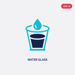 two color water glass vector icon from food concept. isolated blue water glass vector sign symbol can be use for web, mobile and logo. eps 10